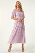 Roman Lavender Petite Embroidered Mesh Midi Dress - 16 Image 2