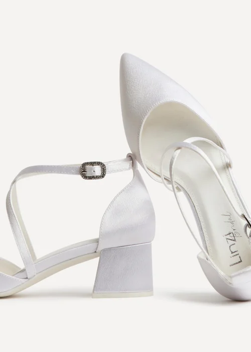 Linzi Faith Bridal Ivory Satin Low Court Heels - Size 5 Image 5