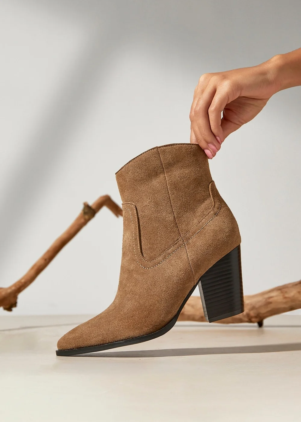 Linzi Canyon Sand Suede Leather Western Ankle Boots - 4 Image 1