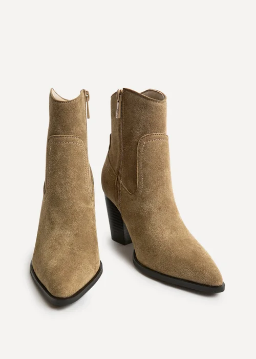 Linzi Canyon Sand Suede Leather Western Ankle Boots - 4 Image 3