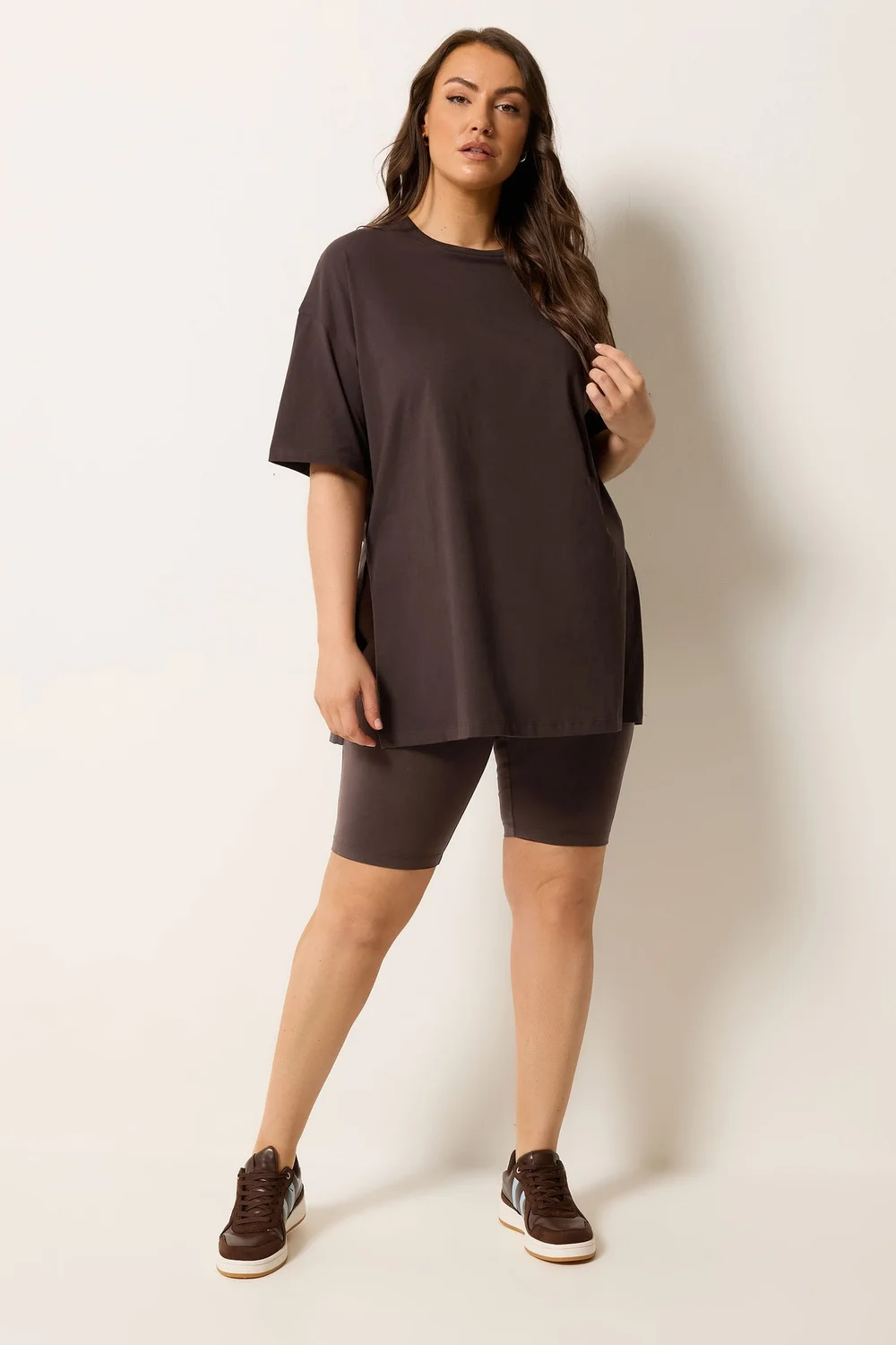 Yours Curve Chocolate Brown Longline T-Shirt - 30-32 Image 3