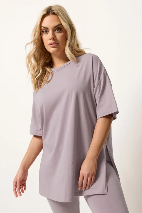 Yours Curve Light Pink Longline T-Shirt - 16 Image 1