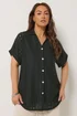 Yours Curve Black Broderie Anglaise Grown On Sleeve Shirt - 26-28 Image 1