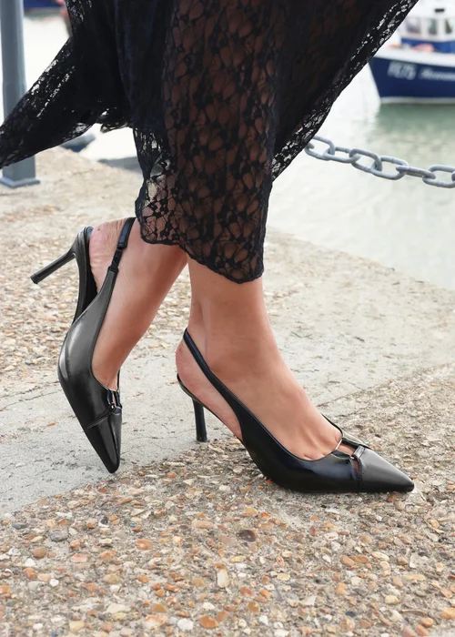 Linzi Lowrie Black Faux Leather Court Heels - 5 Image 1