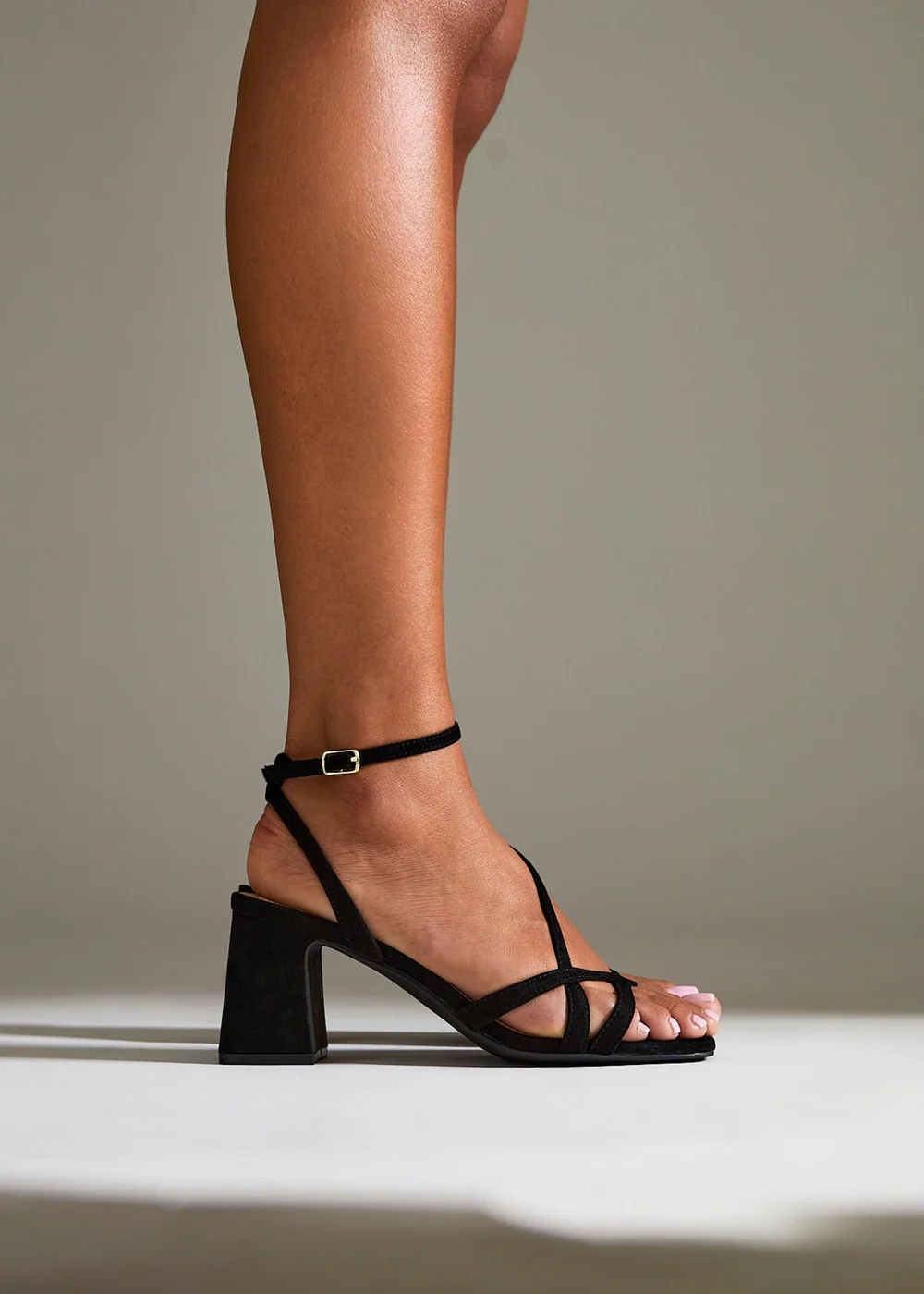 Linzi Oslo Black Faux Suede Heeled Sandals - 4 Image 1