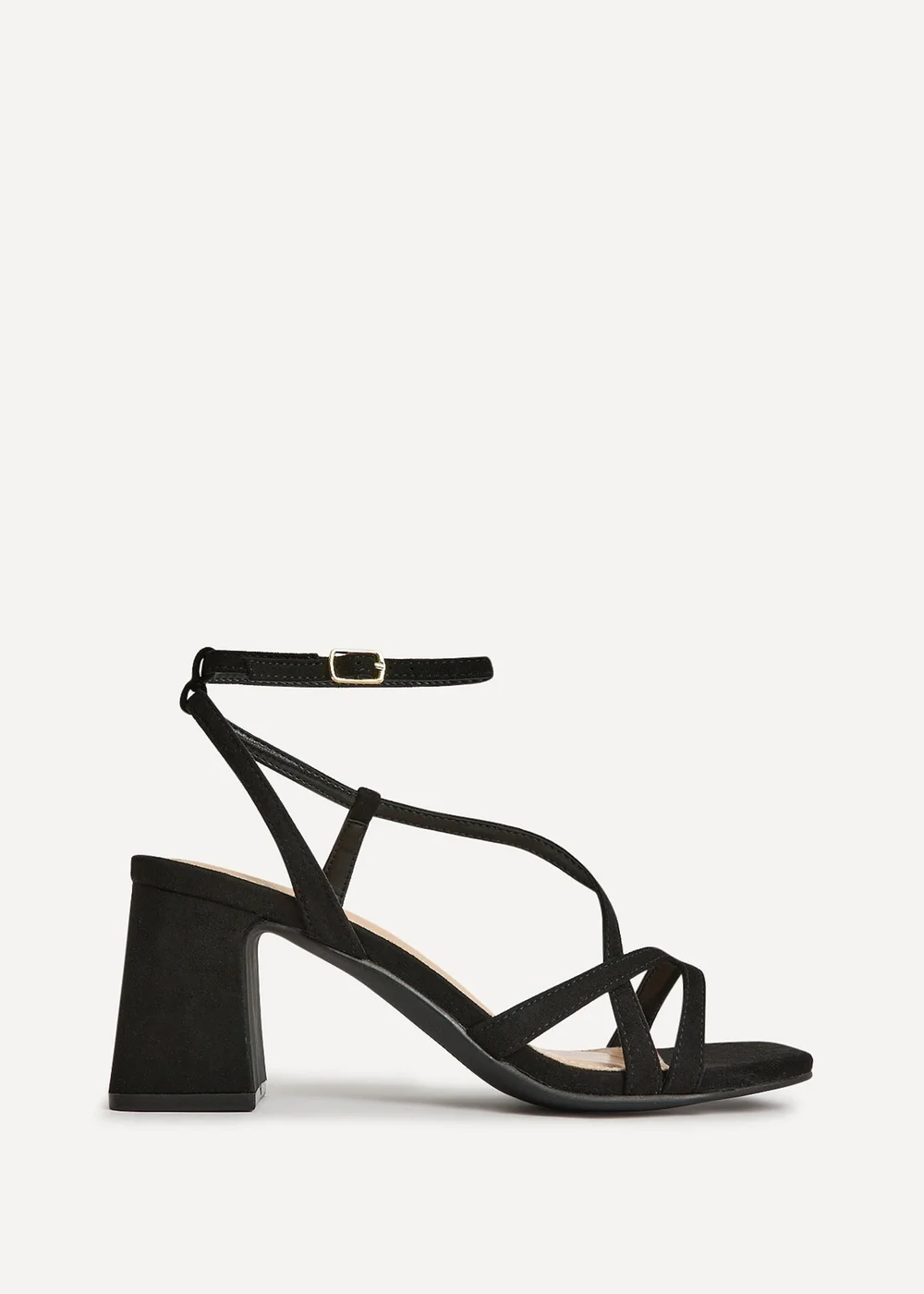 Linzi Oslo Black Faux Suede Heeled Sandals - 4 Image 2