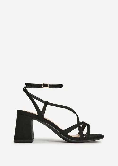 Linzi Oslo Black Faux Suede Heeled Sandals - 4 Image 2