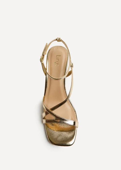 Linzi Oslo Gold Faux Leather Heeled Sandals - 6 Image 4