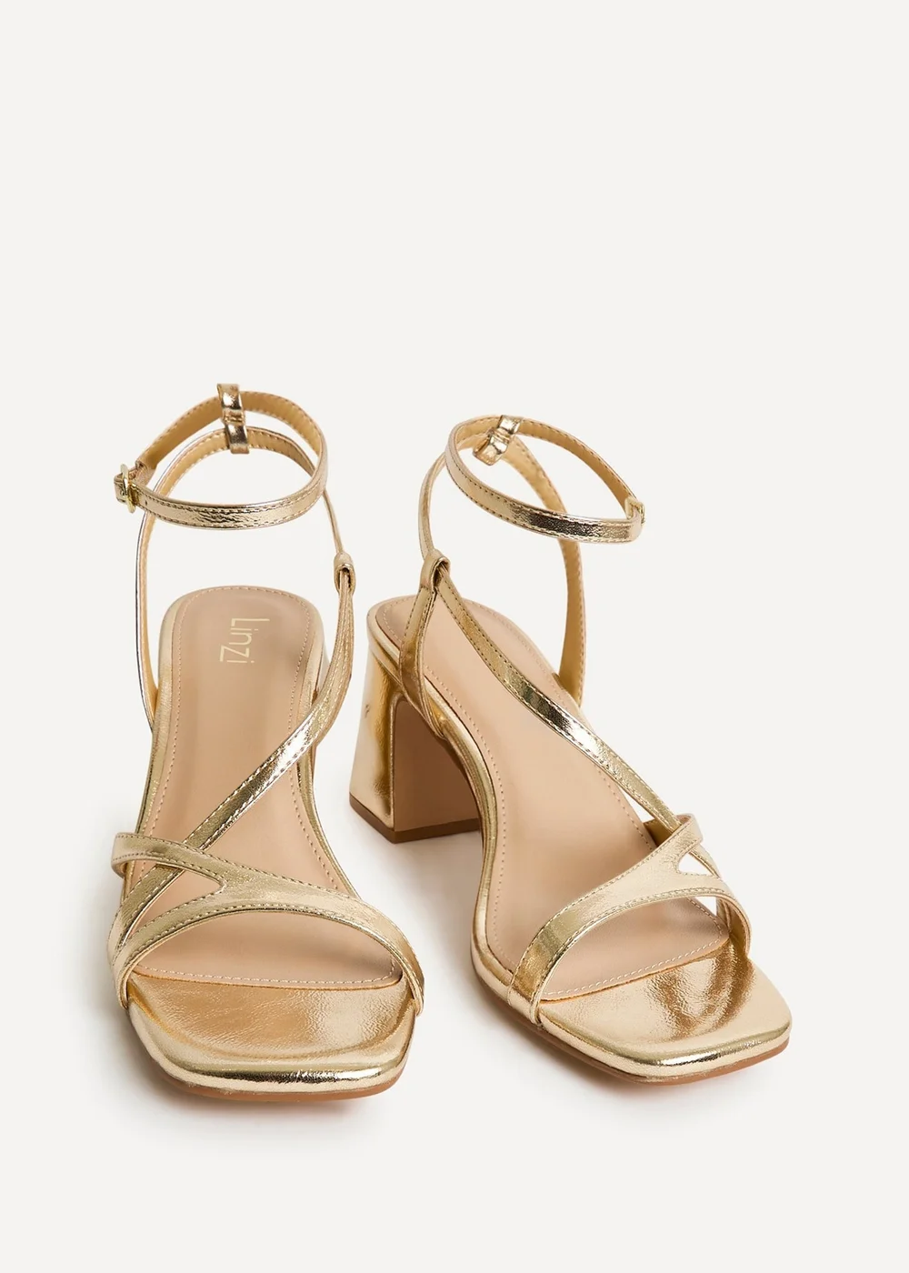 Linzi Oslo Gold Faux Leather Heeled Sandals - 6 Image 3