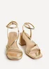 Linzi Oslo Gold Faux Leather Heeled Sandals - 6 Image 3
