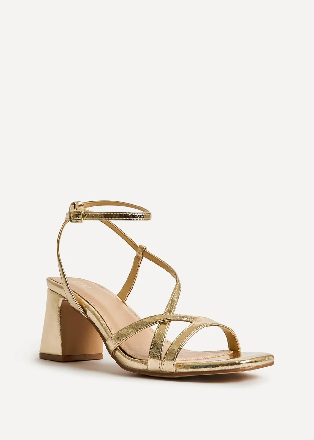 Linzi Oslo Gold Faux Leather Heeled Sandals - 6 Image 5