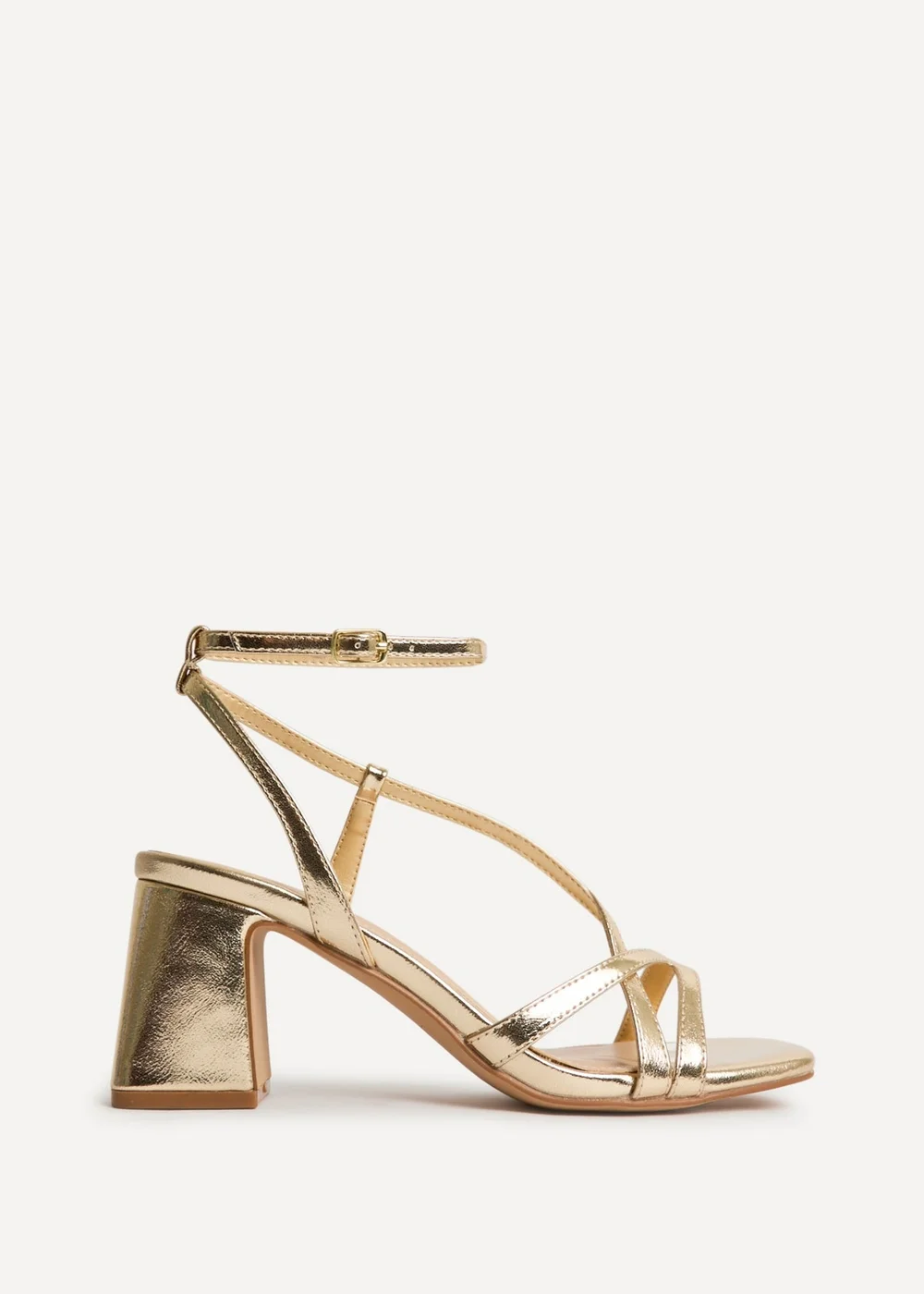 Linzi Oslo Gold Faux Leather Heeled Sandals - 6 Image 2