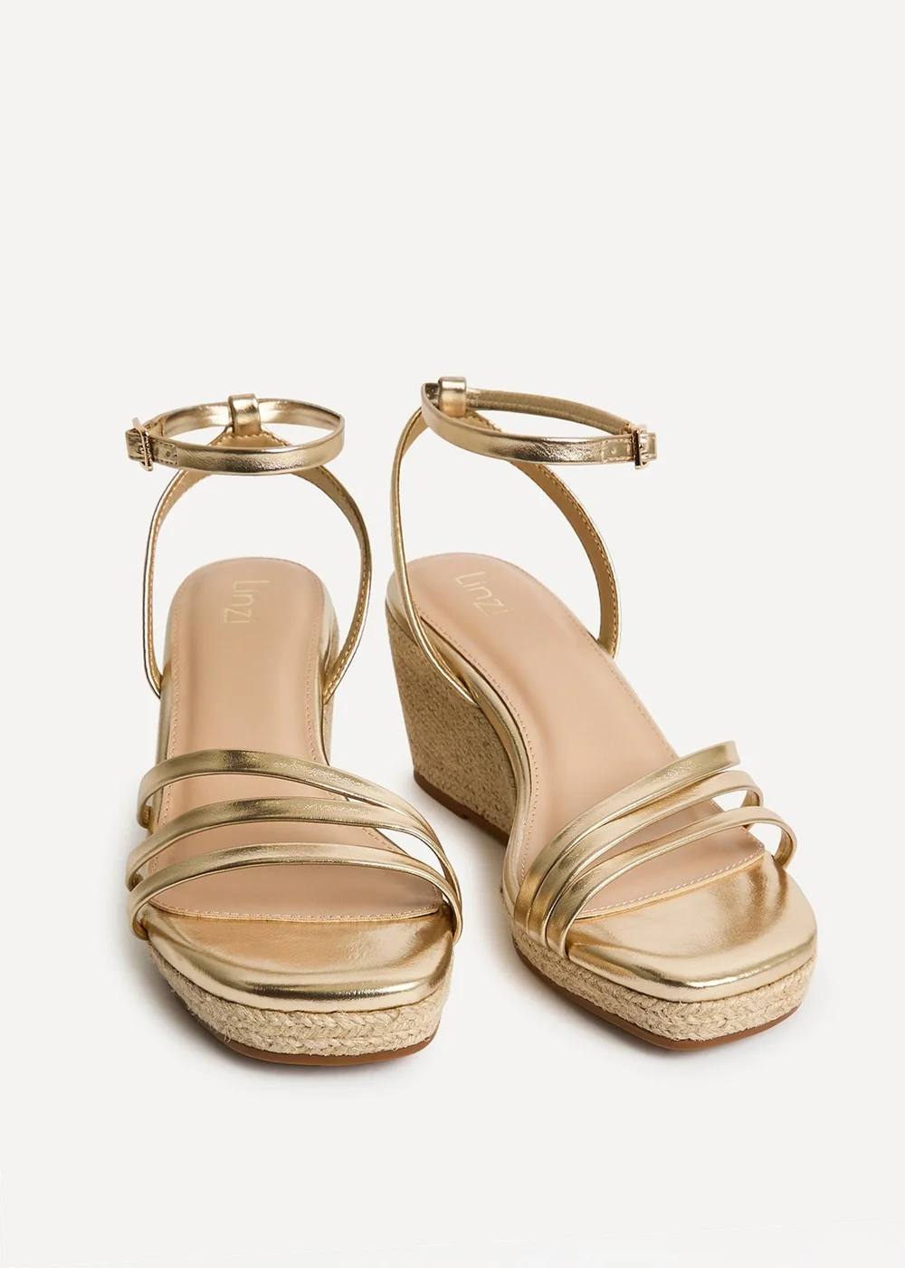 Linzi Virtue Gold Faux Leather Espadrille Wedge - 4 Image 3