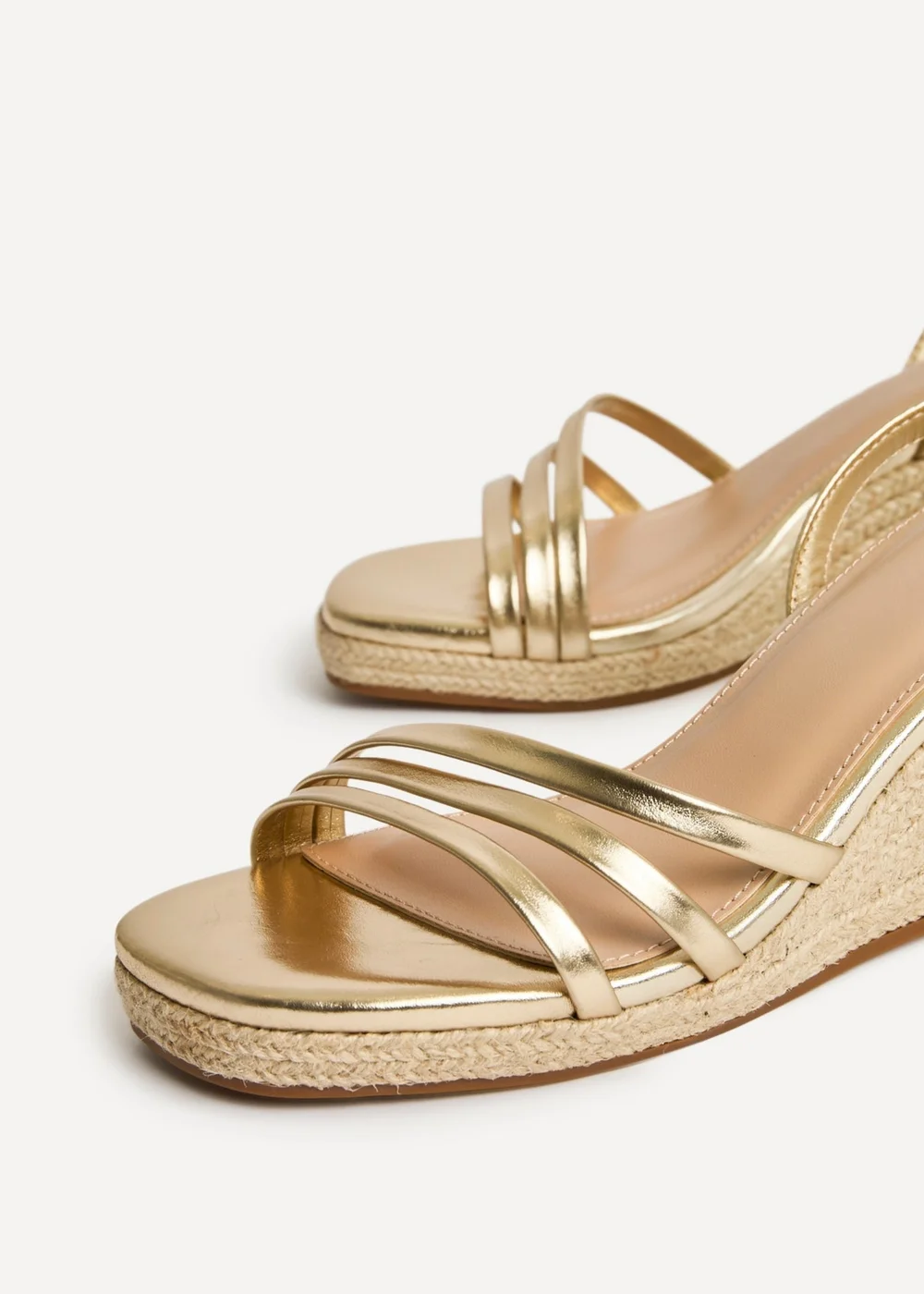 Linzi Virtue Gold Faux Leather Espadrille Wedge - 4 Image 5