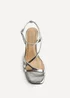Linzi Oslo Silver Faux Leather Heeled Sandals - 3 Image 4