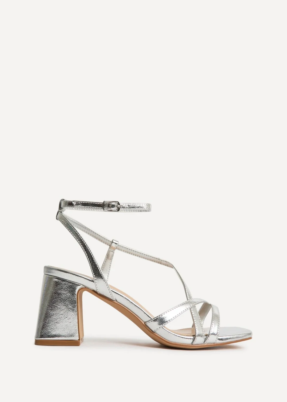 Linzi Oslo Silver Faux Leather Heeled Sandals - 3 Image 2