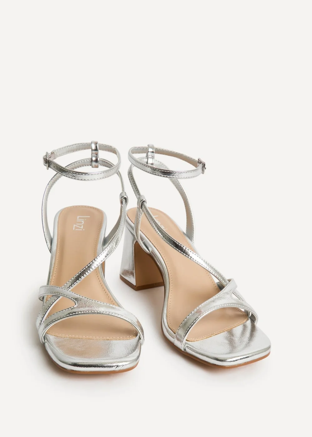 Linzi Oslo Silver Faux Leather Heeled Sandals - 3 Image 3