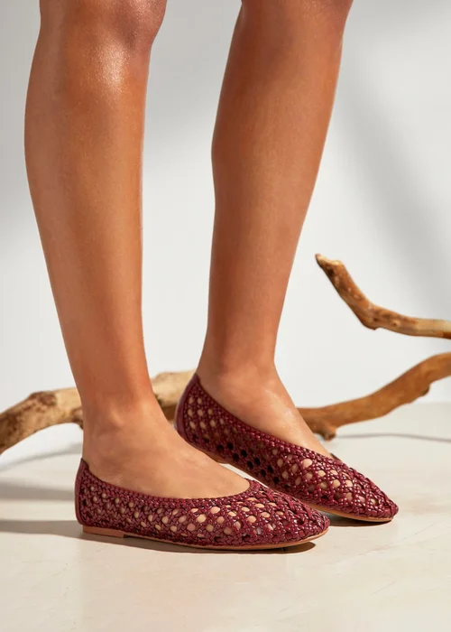 Linzi Melina Red Handwoven Ballet Flats - Size 7 Image 1