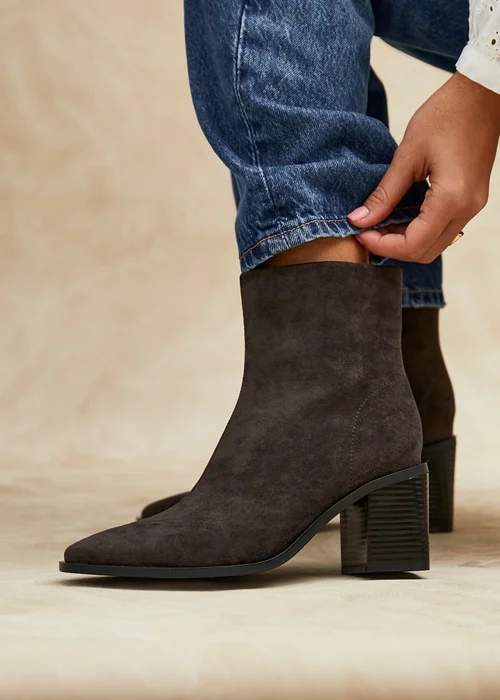 Linzi Orlando Grey Block Heeled Ankle Boots - 6 Image 1