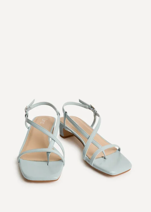 Linzi Arden Pale Blue Faux Leather Block Heeled Sandals - 3 Image 3