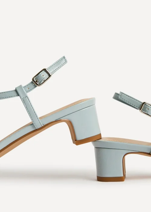 Linzi Arden Pale Blue Faux Leather Block Heeled Sandals - 3 Image 5