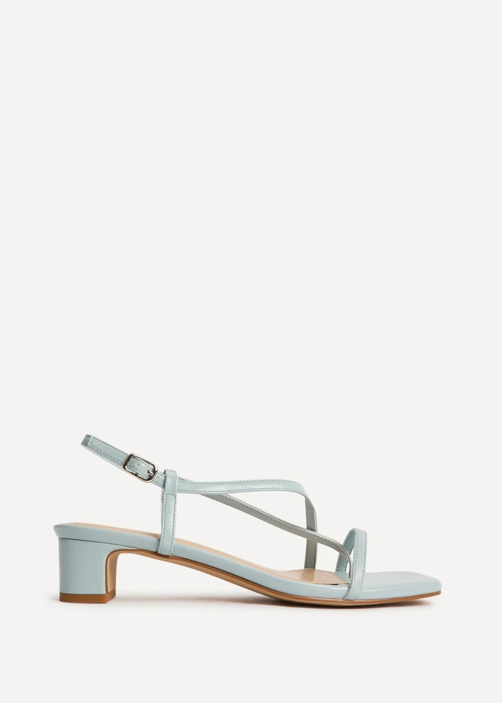 Linzi Arden Pale Blue Faux Leather Block Heeled Sandals - 3 Image 2