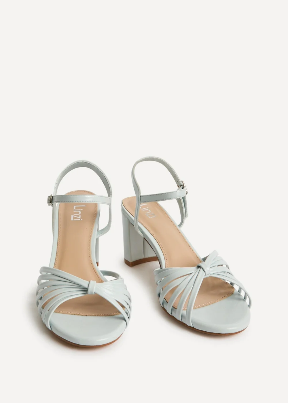 Linzi Arabel Pale Blue Faux Leather Block Heeled Sandals - 8 Image 3
