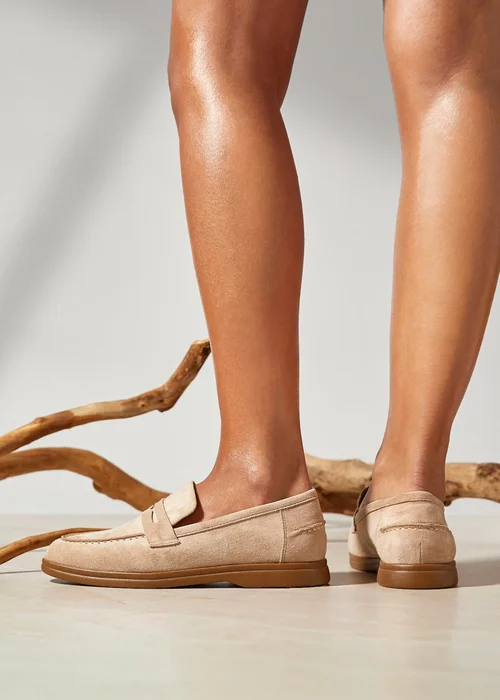 Linzi Review Beige Faux Suede Classic Loafer - 3 Image 6