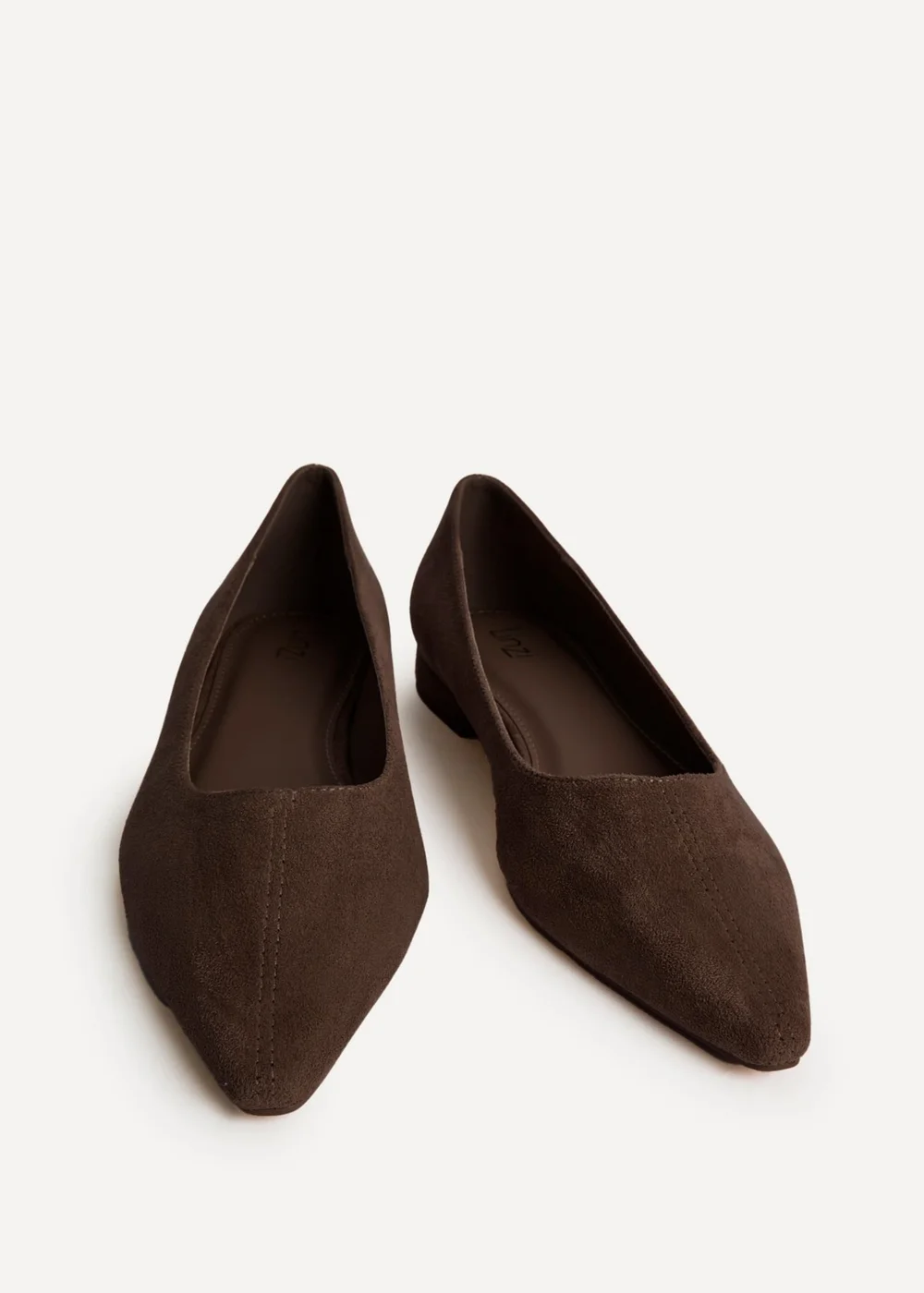 Linzi Focus Brown Faux Suede Pointed Toe Ballet Flats - 7 Image 3