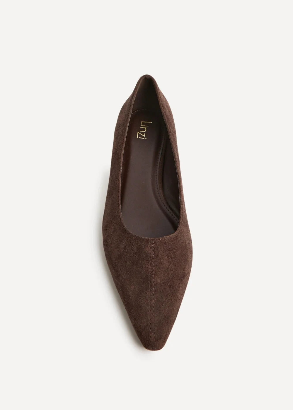 Linzi Focus Brown Faux Suede Pointed Toe Ballet Flats - 7 Image 4