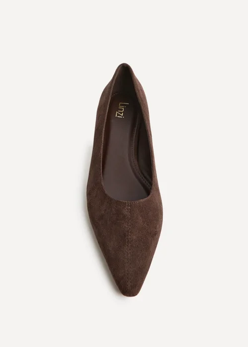 Linzi Focus Brown Faux Suede Pointed Toe Ballet Flats - 7 Image 4