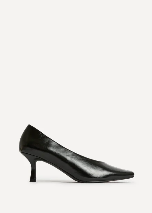 Linzi Delaney Black Faux Leather Square Toe Court Heels - 3 Image 2