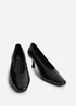 Linzi Delaney Black Faux Leather Square Toe Court Heels - 3 Image 3