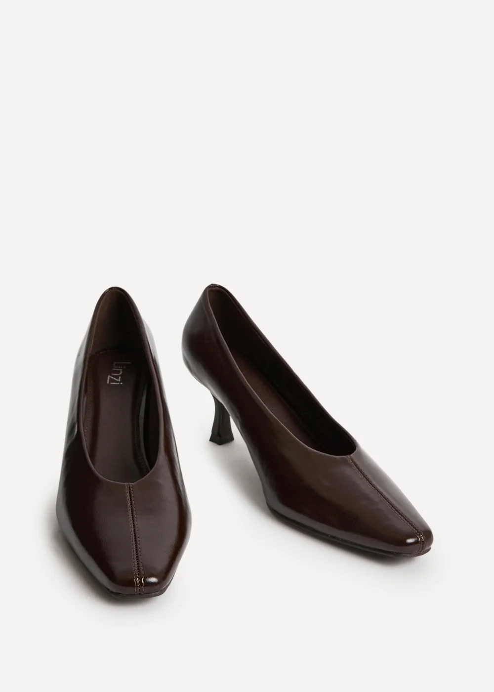 Linzi Delaney Brown Faux Leather Square Toe Court Heels - 7 Image 4