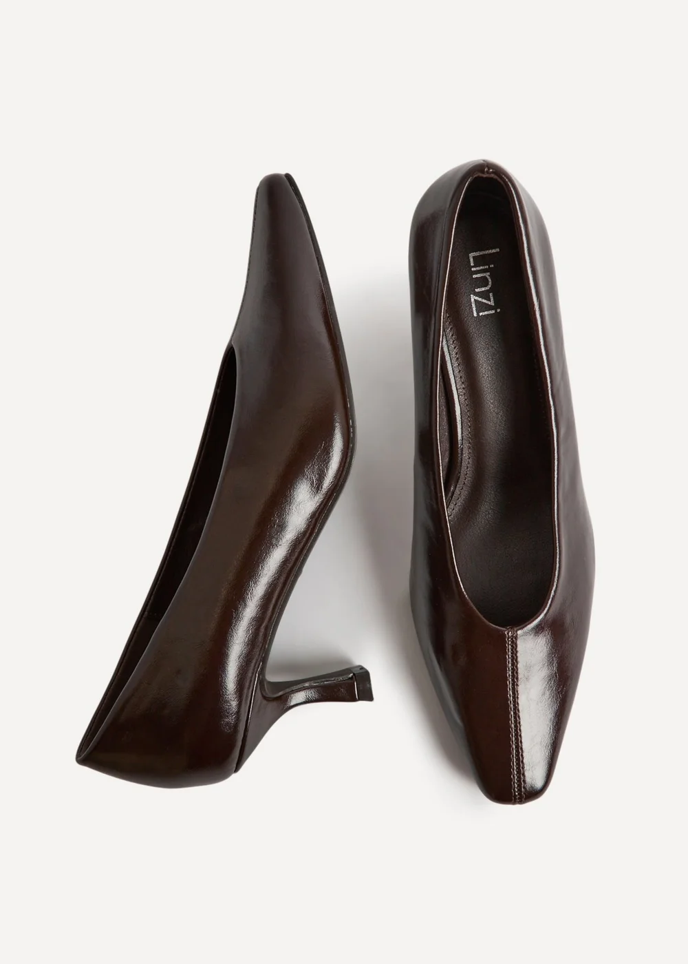 Linzi Delaney Brown Faux Leather Square Toe Court Heels - 7 Image 3