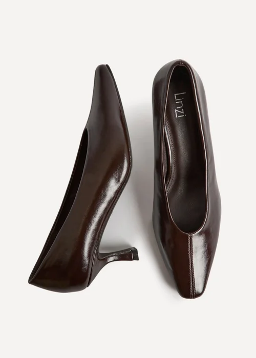 Linzi Delaney Brown Faux Leather Square Toe Court Heels - 7 Image 3