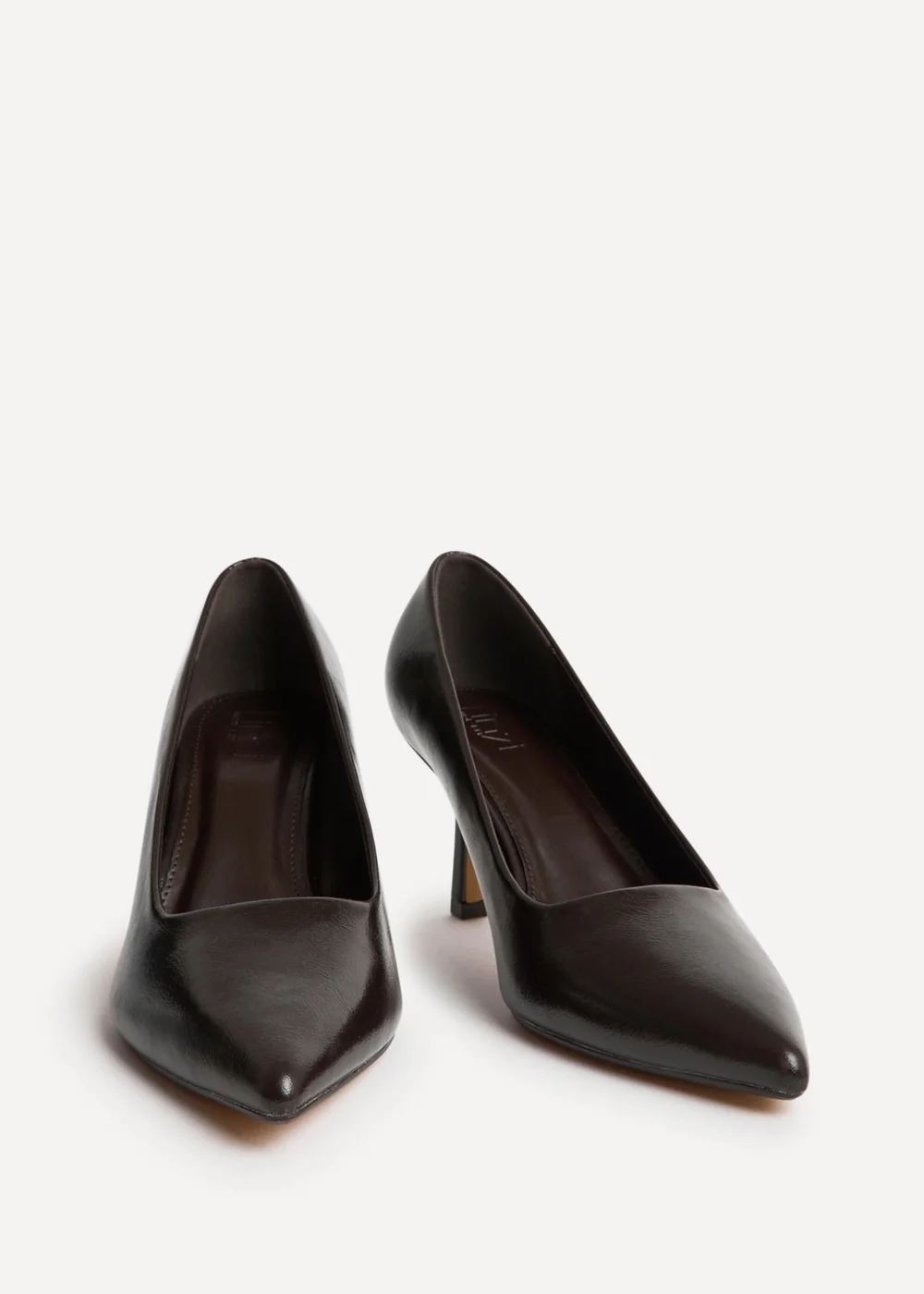 Linzi Aim Wide Fit Brown Faux Leather Court Heels - 4 Image 3