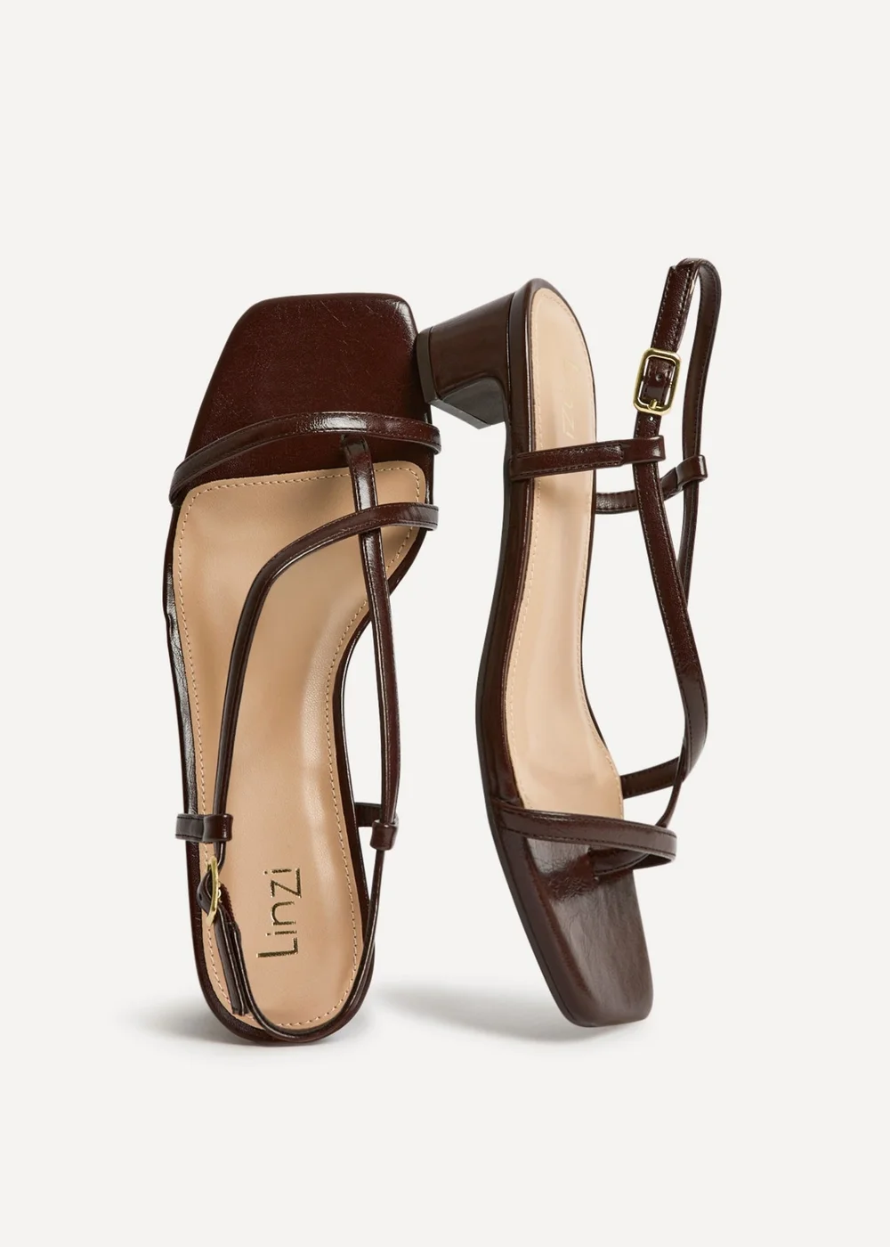 Linzi Arden Brown Faux Leather Block Heeled Sandals - 4 Image 5