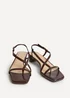 Linzi Arden Brown Faux Leather Block Heeled Sandals - 4 Image 3