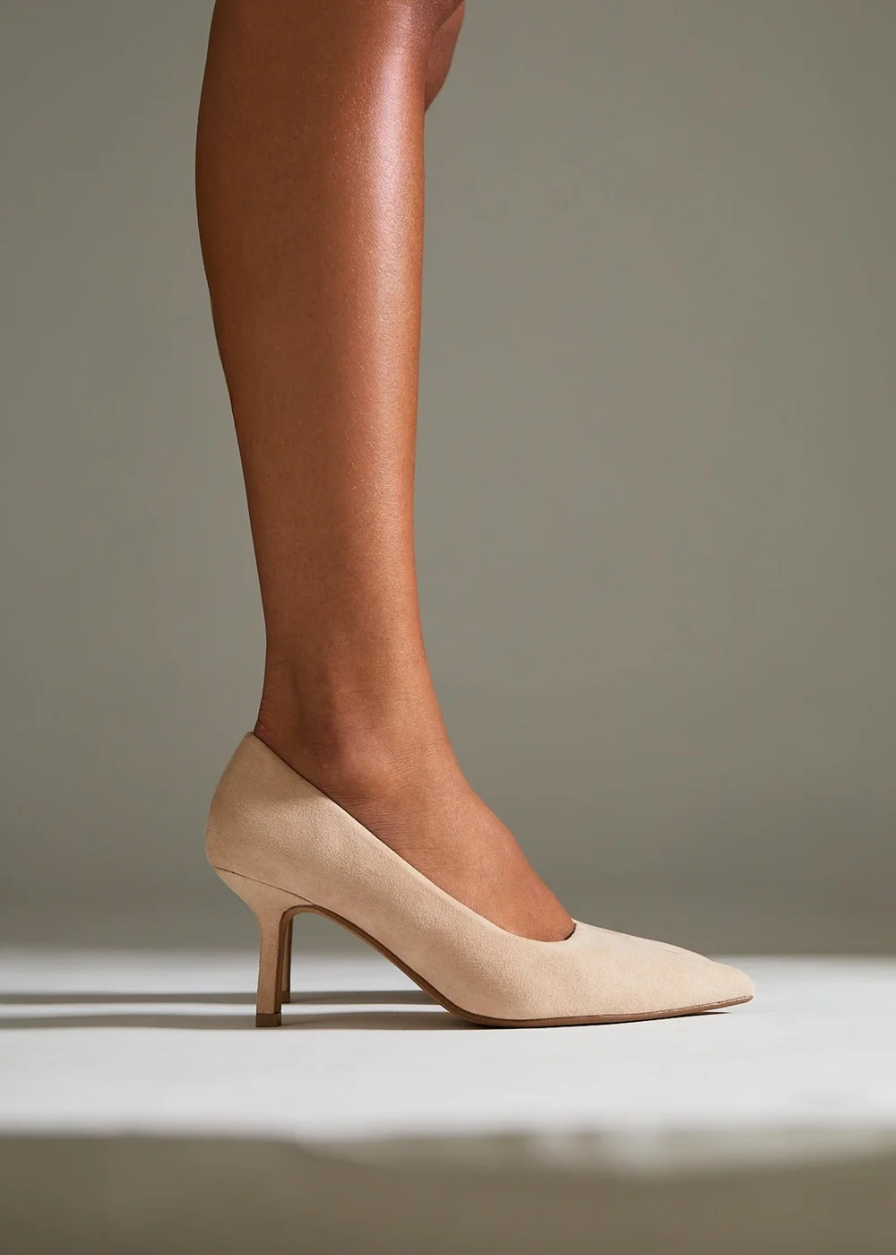 Linzi Aim Wide Fit Nude Faux Suede Court Heels - 4 Image 1