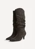 Linzi Esteem Grey Kitten Heel Long Boots - 3 Image 5