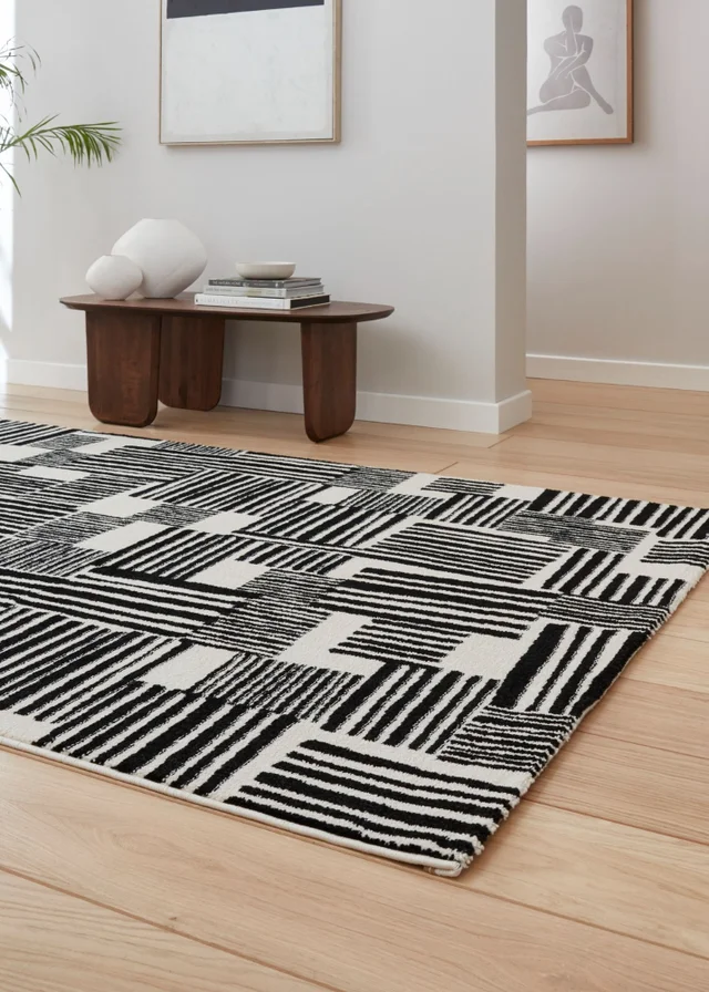 Catherine Lansfield Blocks Black/White Rug 120 x 170cm