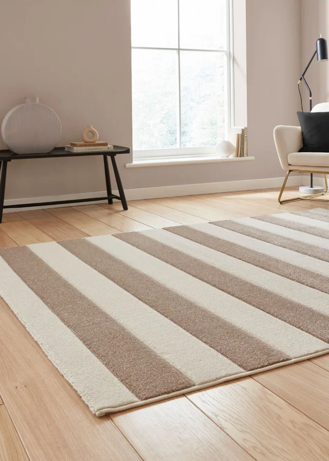 Catherine Lansfield Cove Stripe Natural Rug 120 x 170cm