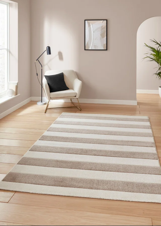 Catherine Lansfield Cove Stripe Natural Rug 120 x 170cm