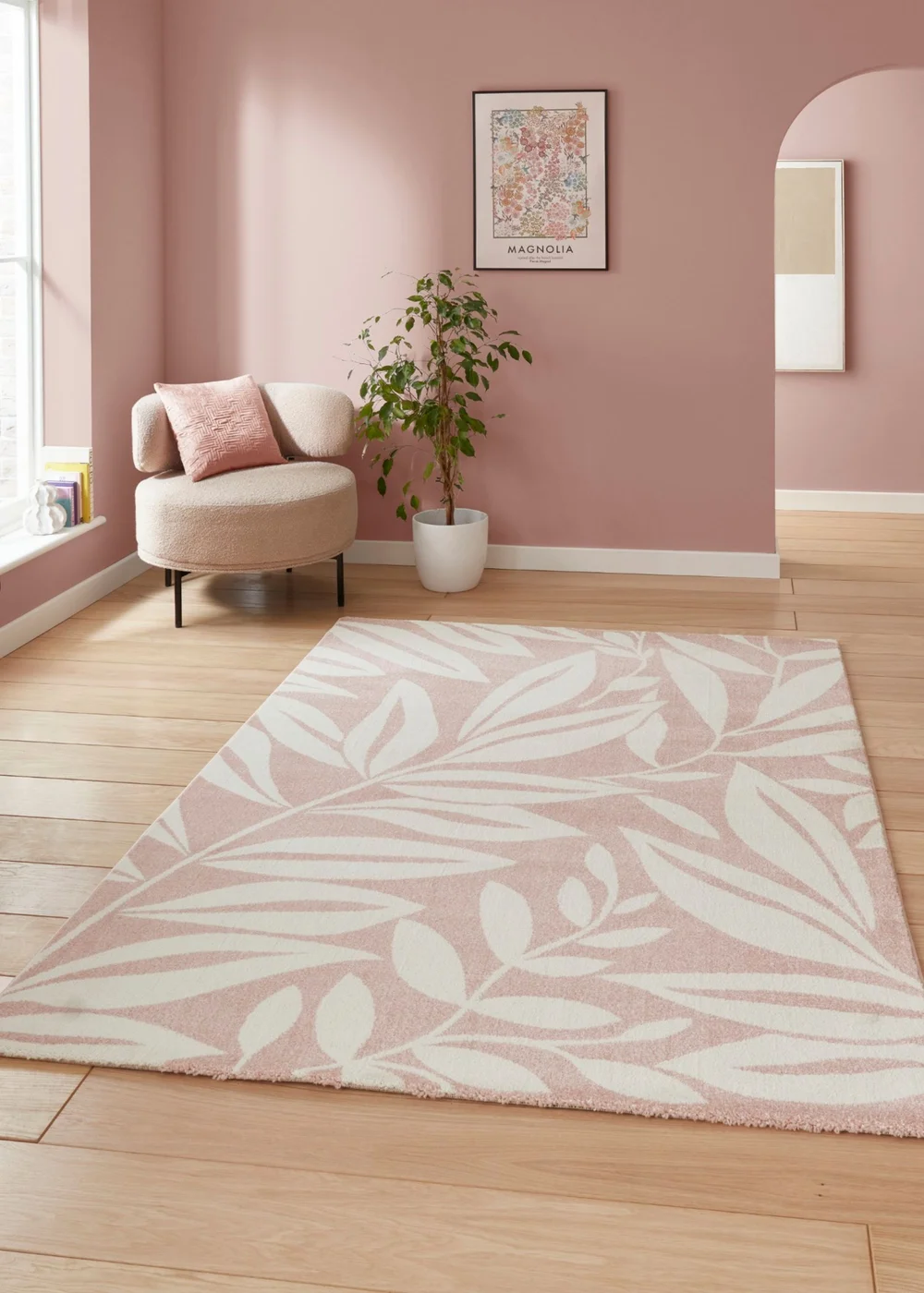 Catherine Lansfield Sorrel Leaves Rose Rug 120 x 170cm - 80 x 150 Image 1