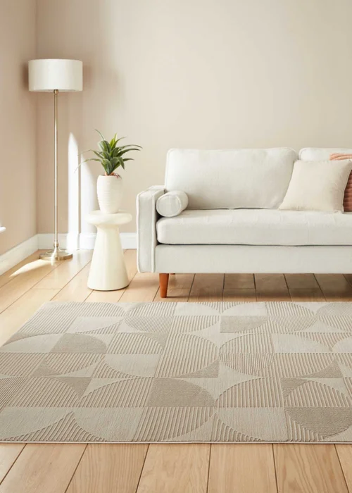 Catherine Lansfield Retro Circles Natural Washable Rug 160 x 230cm - 80 x 150 Image 1