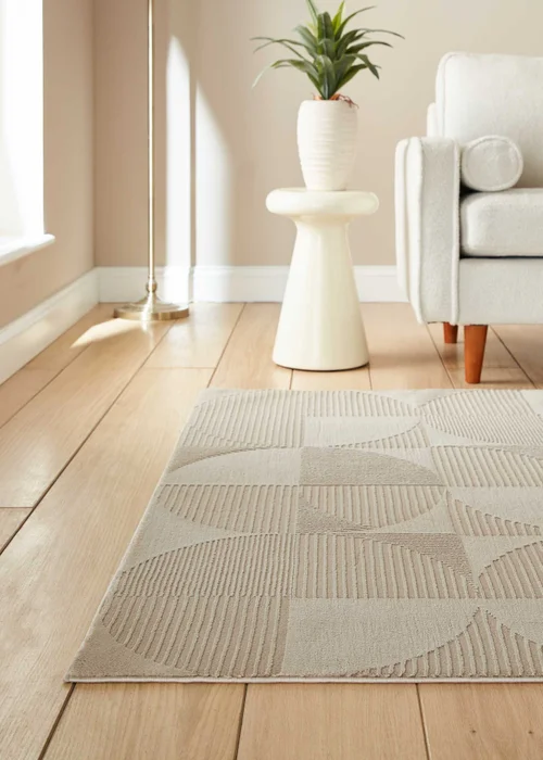 Catherine Lansfield Retro Circles Natural Washable Rug 160 x 230cm - 80 x 150 Image 2