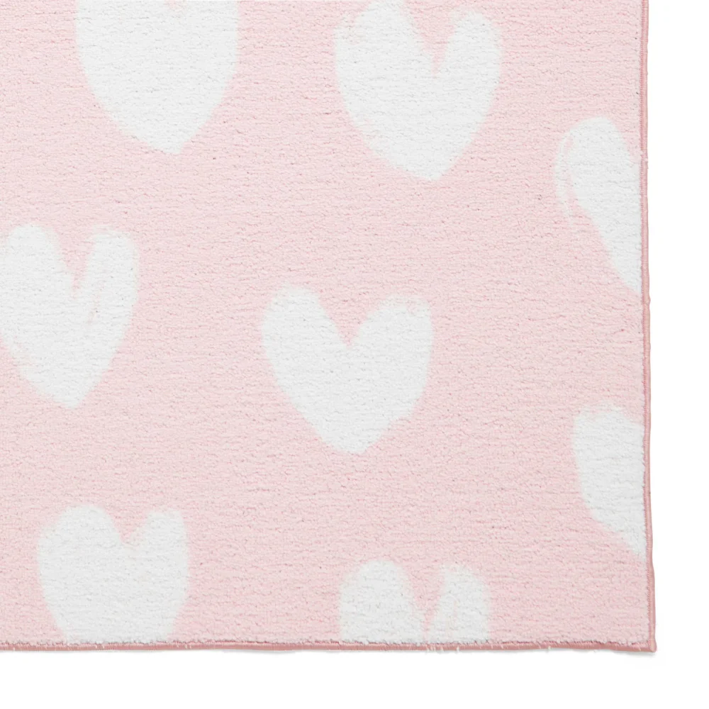 Catherine Lansfield Hearts Pink Washable Rug 80 x 150cm - 80 x 150 Image 3