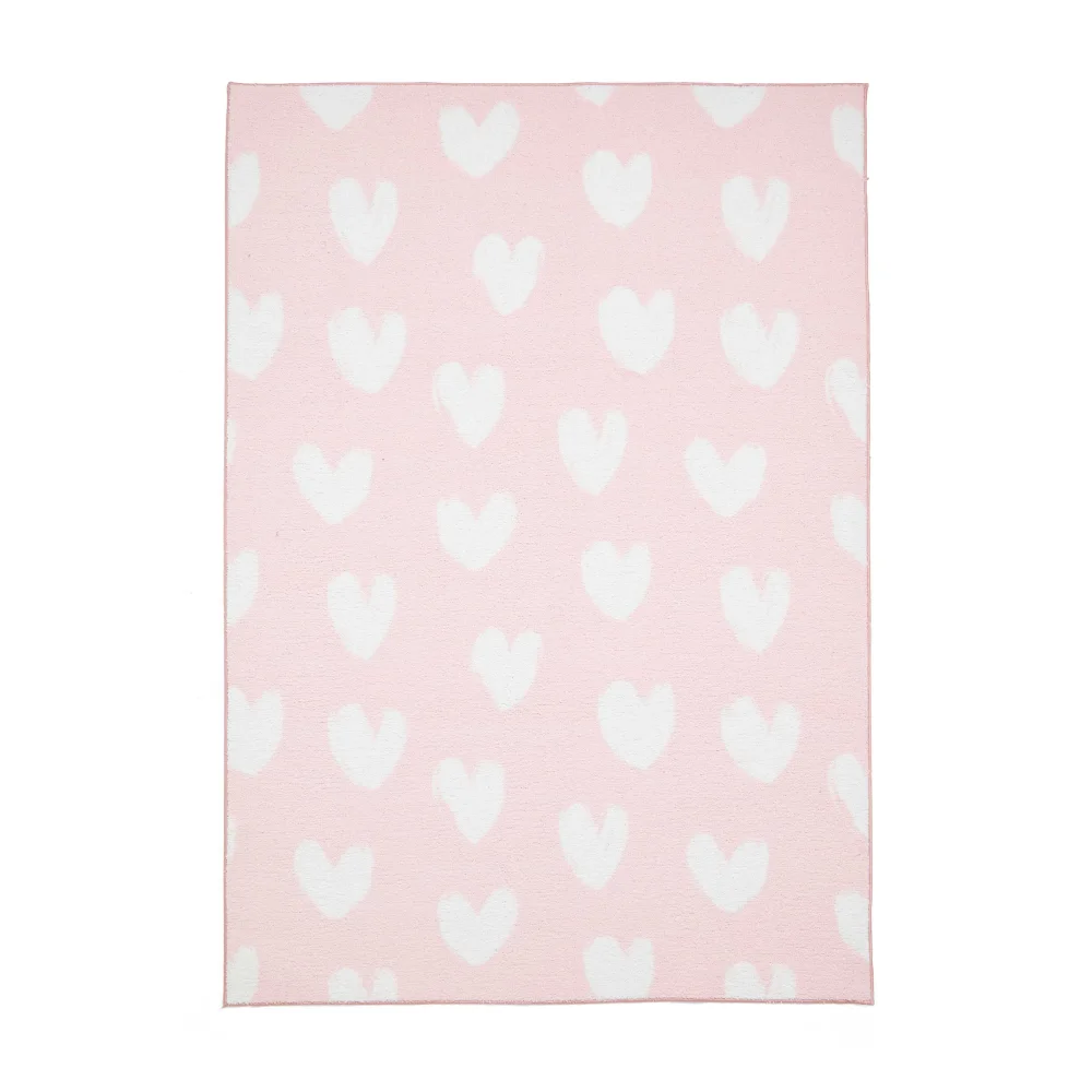 Catherine Lansfield Hearts Pink Washable Rug 80 x 150cm - 80 x 150 Image 2