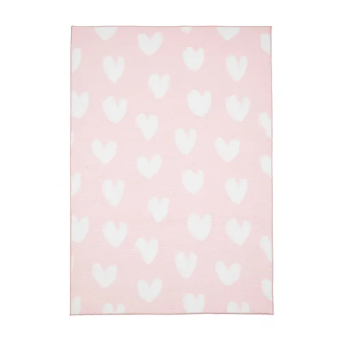 Catherine Lansfield Hearts Pink Washable Rug 80 x 150cm - 80 x 150 Image 2